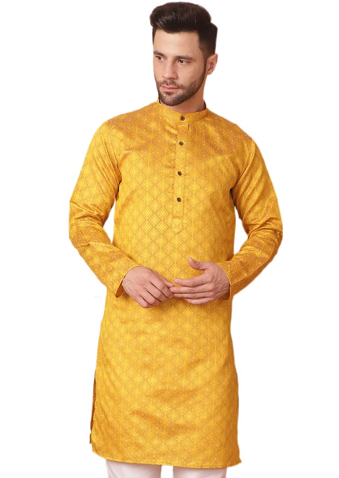Image of Jompers Silk Men's Regular Fit Woven Design Kurtas