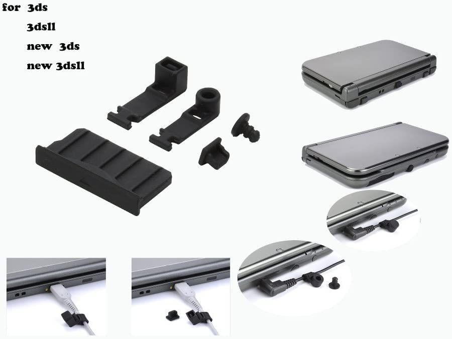 Image of 5PCS Dock Dust Plug Silicone Earphone Jack Charging Dust Proof Cover Dust Stopper Dustproof Case Kits for 3DS / NEW 3DS / 3DS XL LL /NEW 3DS XL LL Console Black