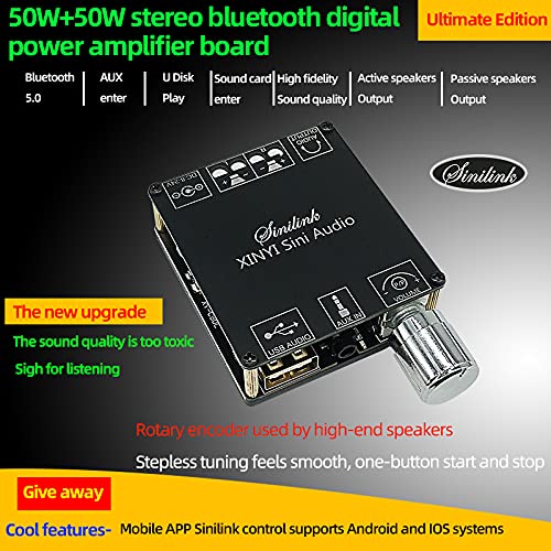 Scheda Amplificatore Bluetooth 5.0 50W+50W DC 5-24V Per Altoparlanti Fai-da-te – Con Protezioni E Controllo Encoder Rotativo - 6