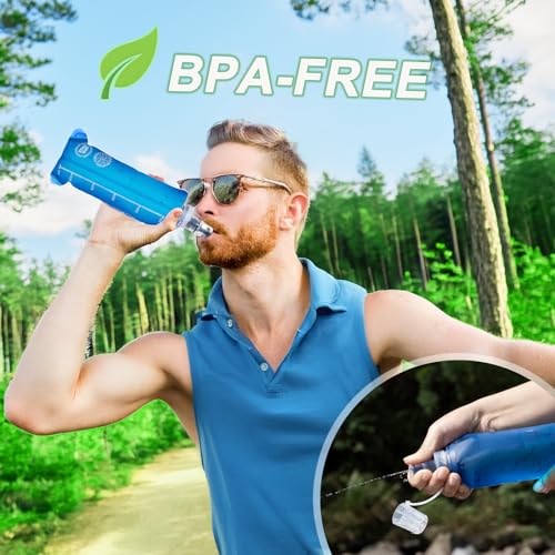 2 Pack Collapsible Water Bottle 500ml – BPA-Free Foldable Soft Flask for Running, Hiking, Cycling, Jogging, Trail Running, Marathon, Travel, Outdoor – Reusable Hydration Bottle for Backpack (500 ml) - Image 6