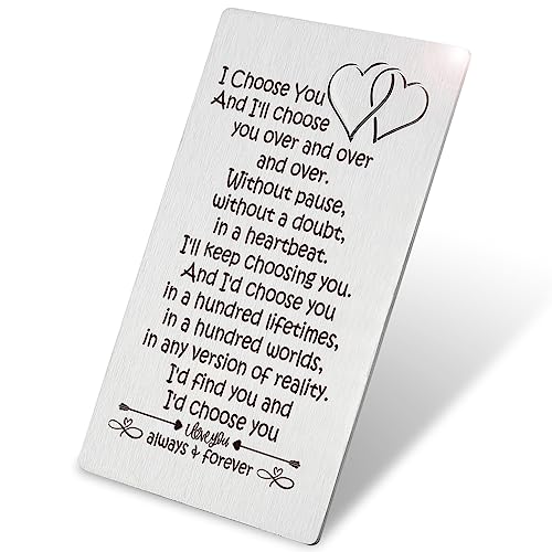 WINOESHE Greeting Card for Husband Wallet Card Gift for Husband Men Boyfriend Women Happy Anniversary Card Gifts for Men Romantic Engraved Wallet Card for Husband Men Boyfriend Women,LOVEHuak1