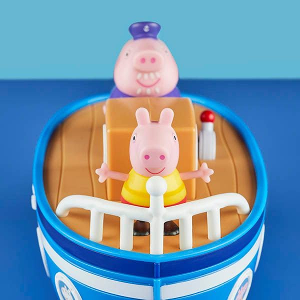 Peppa Pig Peppa’s Adventures Grandpa Pig’s Cabin Boat Vehicle Preschool Toy: 1 Figure, Removable Deck, Rolling Wheels, for Ages 3 and Up