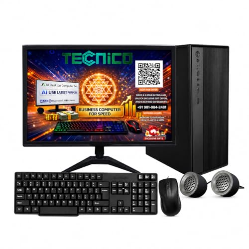 Image of TECNICO Desktop Computer Set, Windows 11 Intel Core I5-2400, 8GB RAM, 128GB SSD, 20-Inch Monitor, Keyboard, Mouse, Speakers