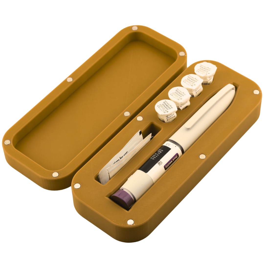 Monjaro, KwikPen Weight Loss Pen Fridge Hard Case – Travel Hardshell with Magnetic Closure (Sand)