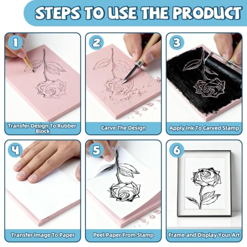 Image of 12Pcs 4x6 Inch Linoleum Blocks for Printmaking, Stamp Carving Linocut kit
