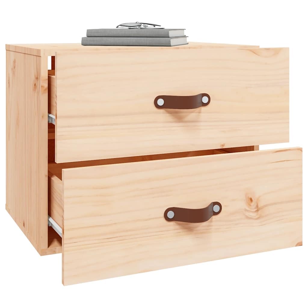 Comodini sospesi da parete, 2 pezzi, comodini sospesi in legno di pino massiccio non trattato, consolle con spazio per camera da letto, mensola da parete, 50 x 36 x 40 cm