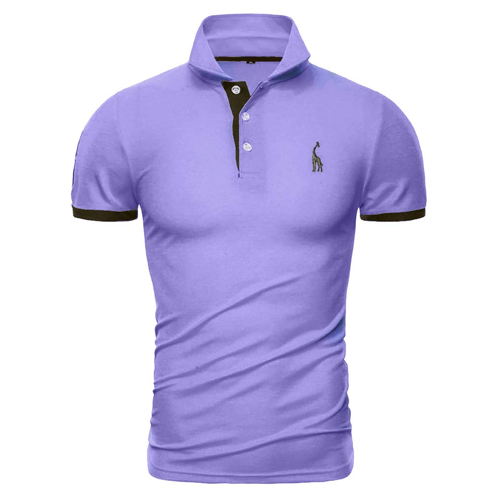 Men's Slim Fit Polo Shirt T-Shirt Short Sleeve Top Shirt 100% Cotton