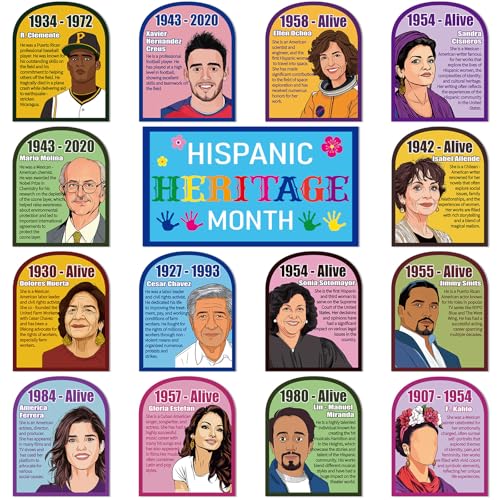 15Pcs Spanish English Hispanic Heritage Month Poster National Hispanic Heritage Month Decoration Motivational Inspirational Hispanic Quote Poster for Classroom Elementary Middle High School Supplies