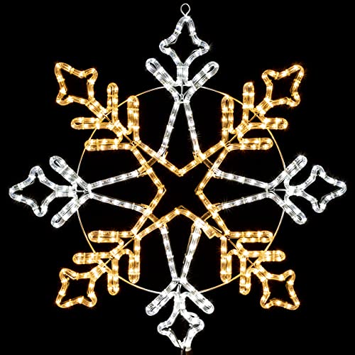 ElectricArt 30 Inch Cool White and Warm White LED Rope Light Snowflake Motif