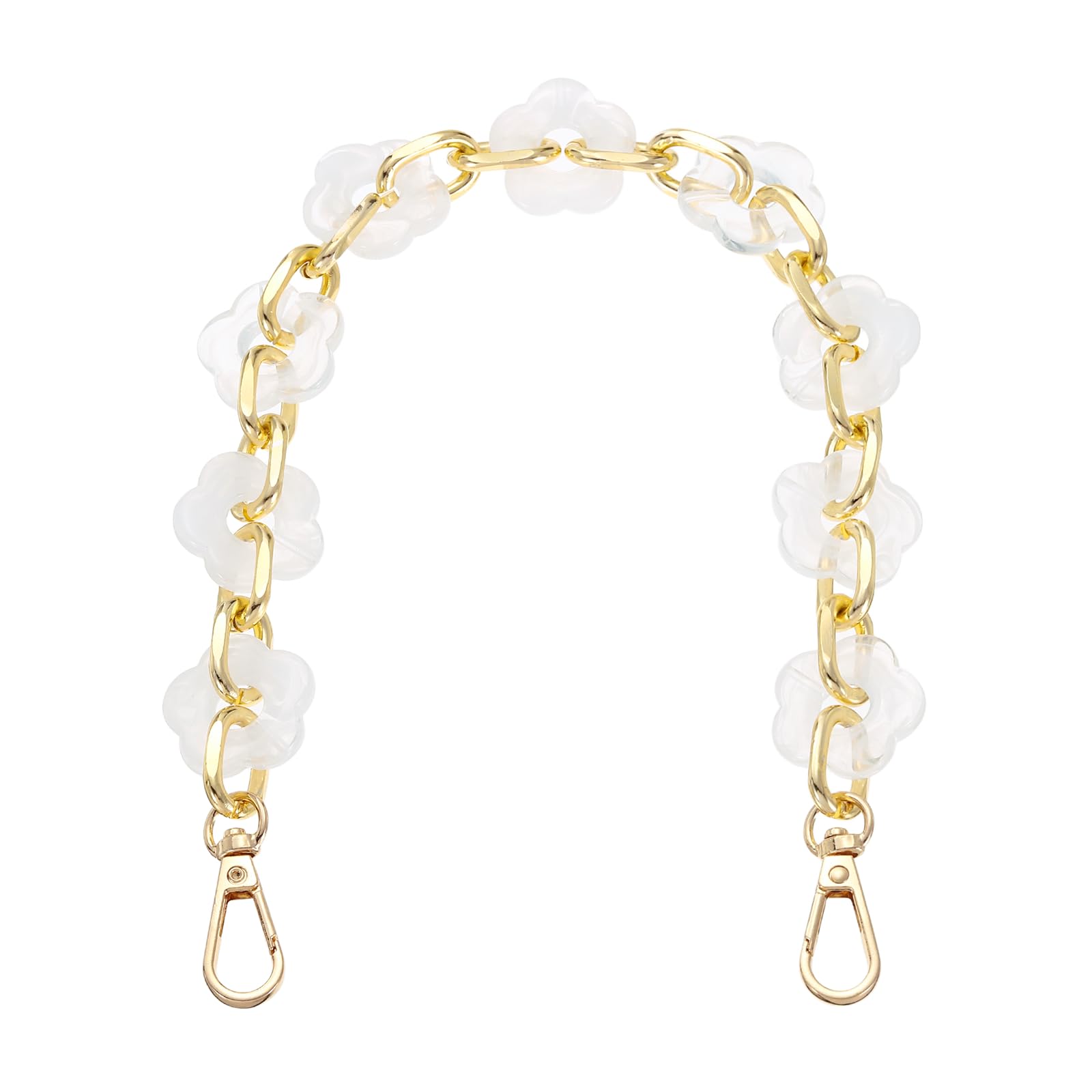 sourcing map 15.7" Acrylic Chain Strap, Flower Chunky Purse Extension Decorative Short Chain, Women Bag Charm Replacement for Handbag, Wallet, Crossbody Shoulder Bags, Clear White