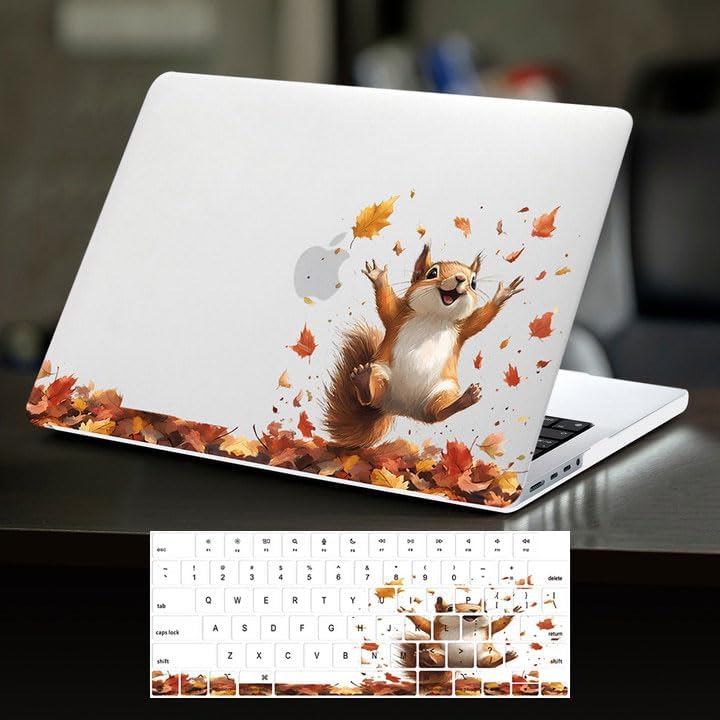 Product image of DTangLsm Compatible for MacBook Air 13 inch Case 2025 2024-2022 M4 M3 M2 A3240 A3113 A2681, Smooth Plastic Hard Shell Protective Cover for MacBook Air 13.6 Laptop Case+Keyboard Cover, Happy Squirrel