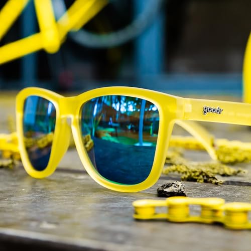 goodr Swedish Meatball Hangover Polarized Sunglasses for Men & Women, Yellow Translucent Frames with Blue Reflective Lens, UV400 Protection, No Slip3