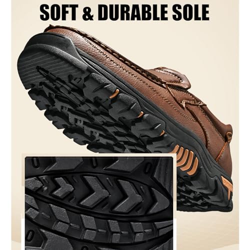 Men's Slip On Leather Loafers Wide Causal Non-Slip Handmade Walking Work Driving Sneaker Moccasin Shoes4