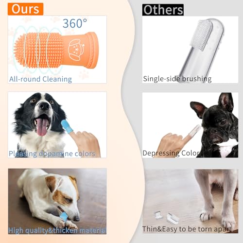 Image of Dog Finger Toothbrush for Pet: 10pcs Puppy Teeth Brushing Kit - Doggie Dental Cleaning Fingertip Fingerbrush