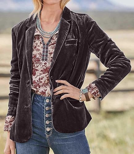 futurino Women's Velvet Solid Color Fashion Casual Blazer Jacket4