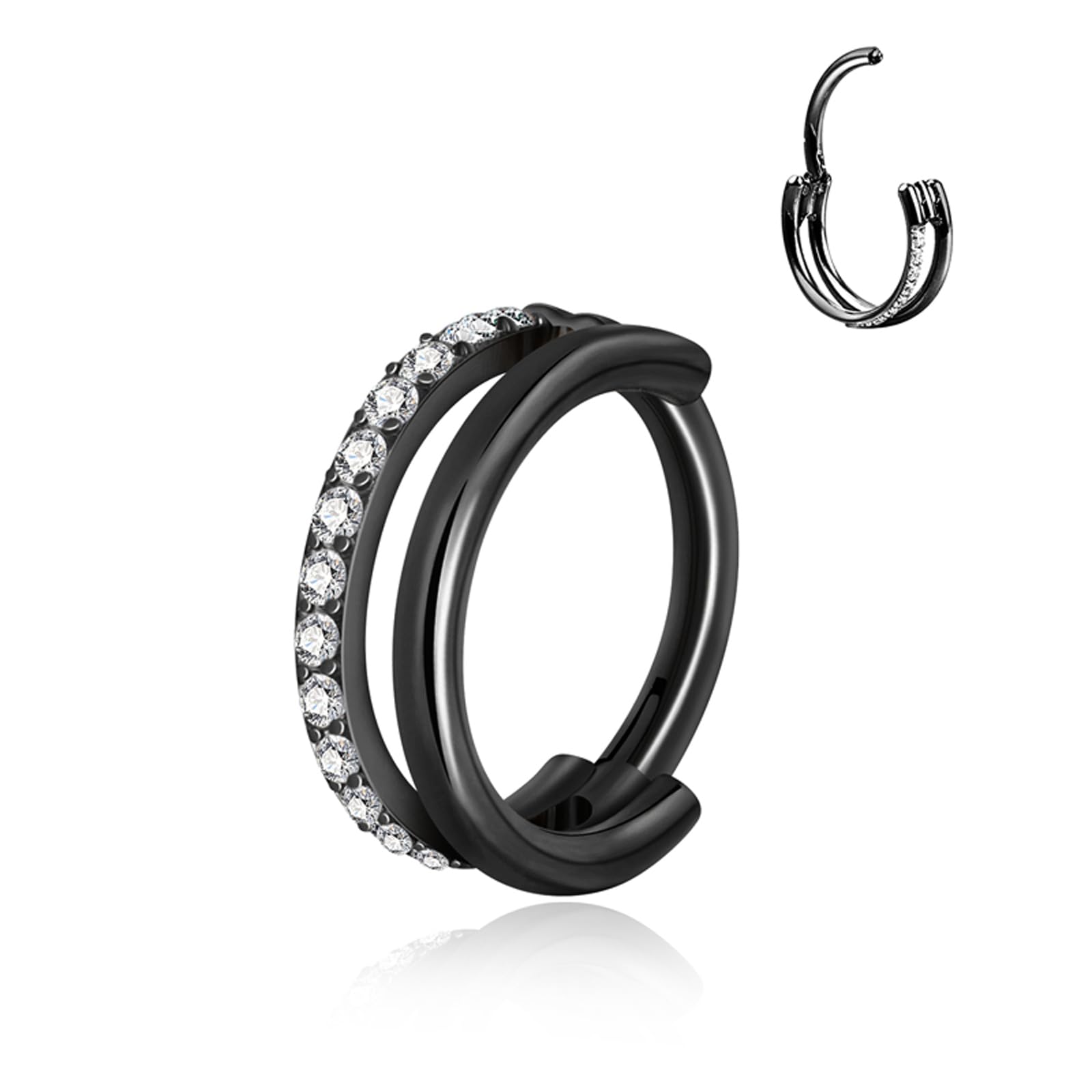 Lourdes | Oorpiercing in 925 Zilver met Vijf Witte Zirkonen – Luna Juwelen