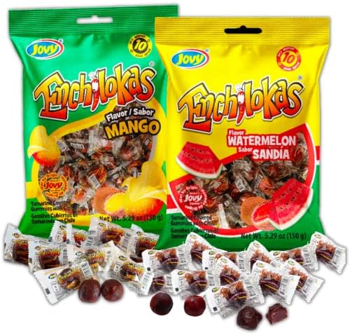 Sweetzo - Spicy Gummy Candy, Individually Wrapped Watermelon and Mango Tamarind Covered Gummies with Chili Powder, Shareable Mexican Candy Bags 5.29 ounce, Pack of 2 (Watermelon Mango)