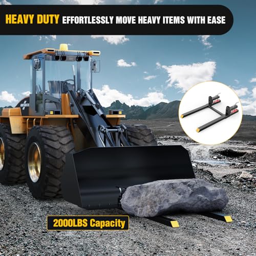 Image of Nilight 43 inch 2000lbs Clamp on Pallet Forks Heavy Duty with Adjustable Stabilizer Bar for Loader Bucket Skid Steer Tractor