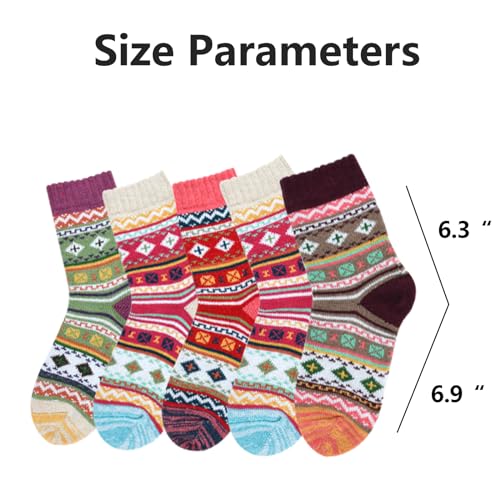Socks for Women, 5 Pairs Winter Warm Thick Crew Knit Socks Stocking Stuffers for Women, Christmas Gifts for Women2