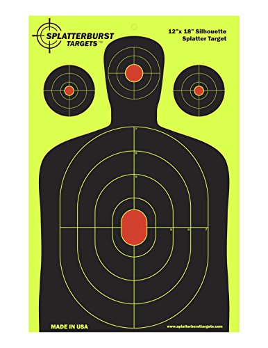 Image of Splatterburst Targets - 12 x18 inch - Silhouette Splatter Target - Easily See Your Shots Burst Bright Fluorescent Yellow Upon Impact - Made in USA