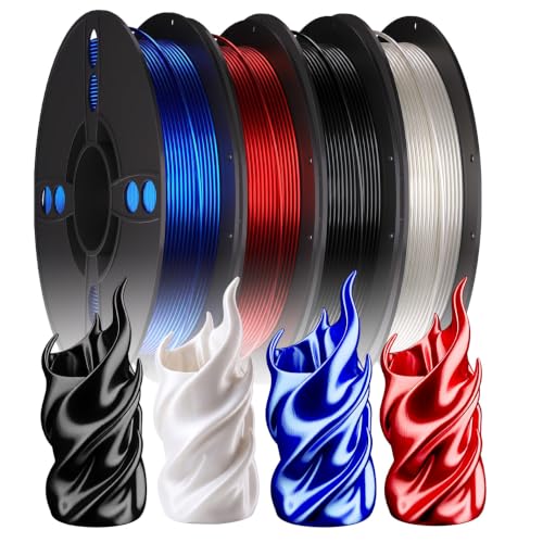 Image of 250g*4 Pack PLA 3D Printer Filament Bundle Basic PLA(Black+White+Blue+Red)