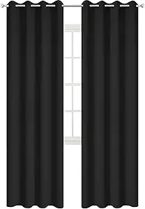 Yakamok 84 Inch Long Blackout Curtains for Bedroom, Thermal Insulated Room Darkening Black Curtains, Light Blocking Blackout Drapes for Living Room- 2 Panels,52 Inch Width