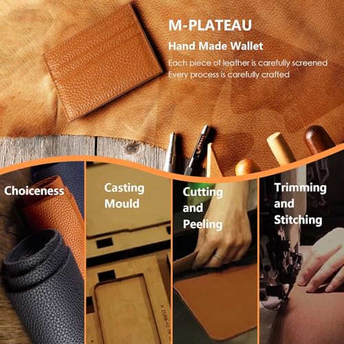Image of M-Plateau Super Slim Genuine Leather Credit Card Wallet | Card Holder, Small Wallet for Man and Women with 6 Card Slots and 1 Pocket (Brown)