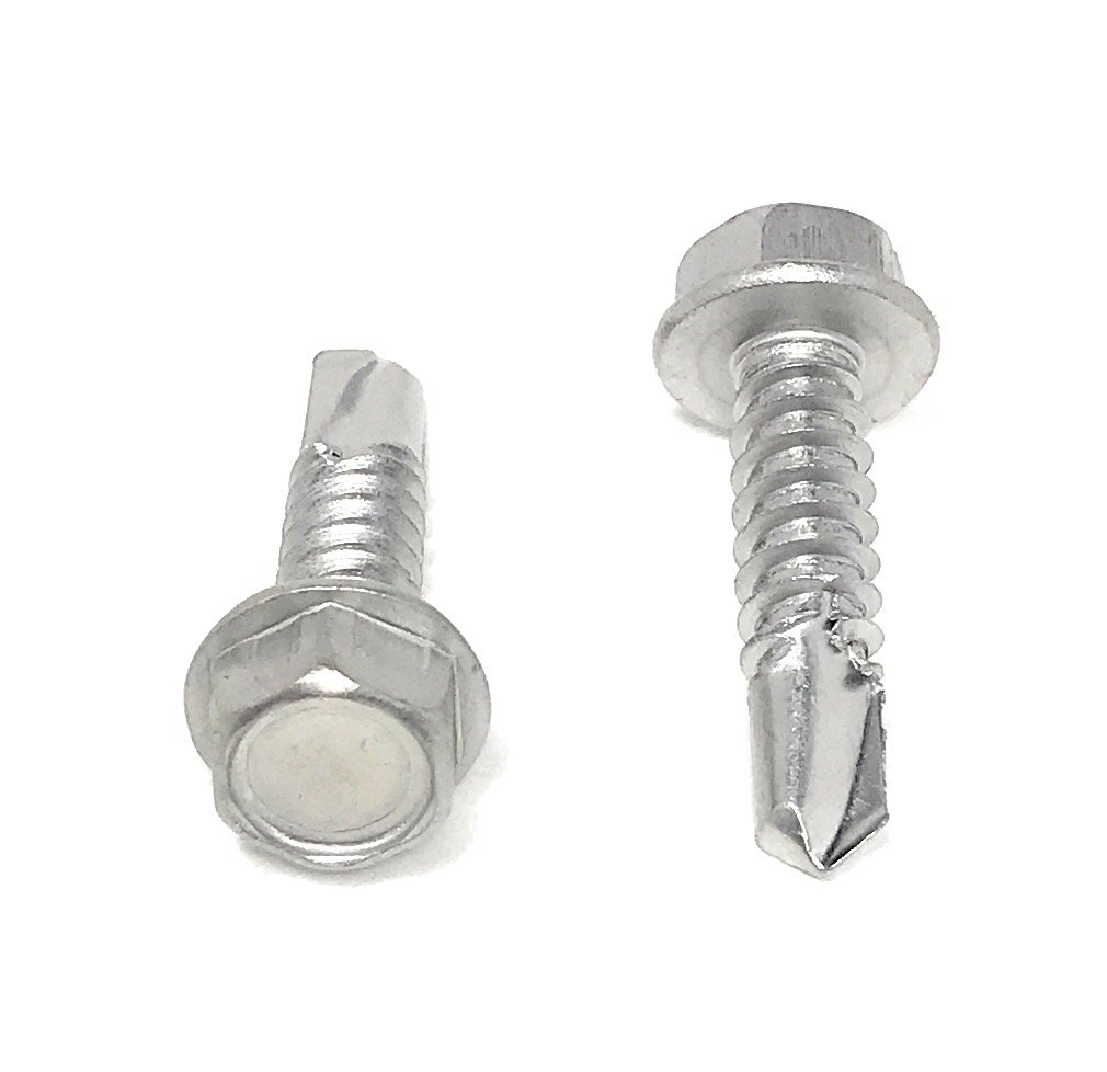 #14x1 Stainless Steel Hex Washer Head Self Drilling Tapping TEK Screw (410 Stainless Steel) 50 Pieces 14X1
