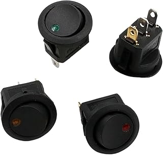 CEKGDB Auto Angel Eye Dot Light 0.95 pulgadas Auto Boat Round Rocker ON/Off SPST Interruptor 12V Interruptor basculante (Color: Amarillo) (Color: Blanco)