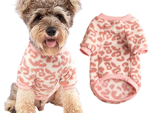 Pink Leopard Pet Clothes Cute Winter Soft Furry Warm Cat Dog Puppy Sweater Tee Shirt