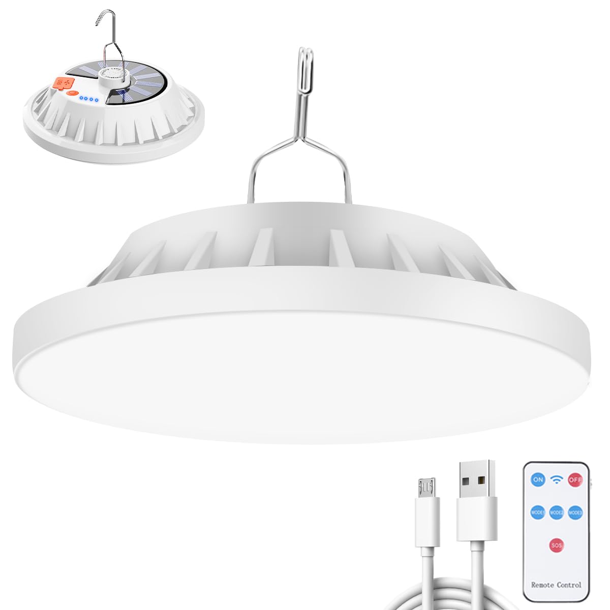 Camping Lights with Remote, 120 LED Solar Camping Lantern Rechargeable, 5 Modes IPX7 Waterproof Bivvy Light Tent Lights for Camping, Hanging Camping Lamp for Outdoor Camping Emergency Fishing