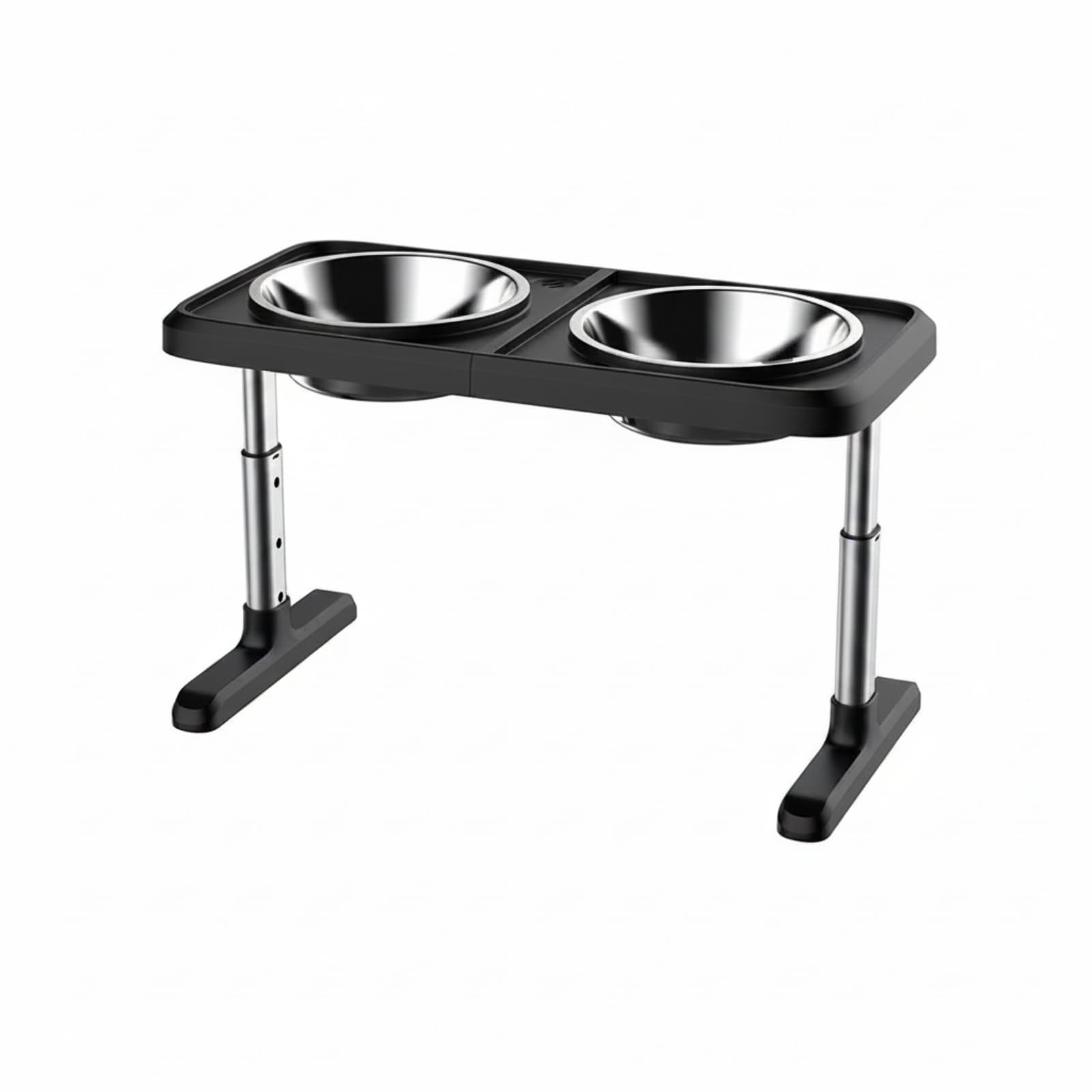 Support Gamelle avec 2 Récipients en Acier Inoxydable Surélevé Support Gamelles avec Récipients en INOX Double Bar à Chien pour Chiens, Chats