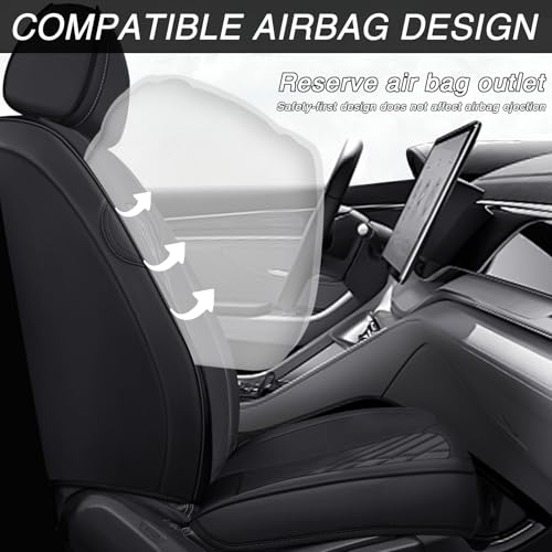 Image of Car Seat Covers for Chevrolet Equinox 2005-2026, Premium Nappa Leather Waterproof & Anti-Slip, Full Coverage Customized fit Chevrolet Equinox Seat Covers Front Set (2 Seats Luxury,Black)