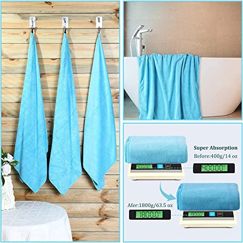 Image of NFI essentials Microfiber Super Absorbent Bath Towel (57 inchx30 inch) Soft Bath Towel for Multipurpose Use for Sports, Travel, Fitness, Yoga, Bathroom, Gym (TOW-2-Blue (Pack of 2))