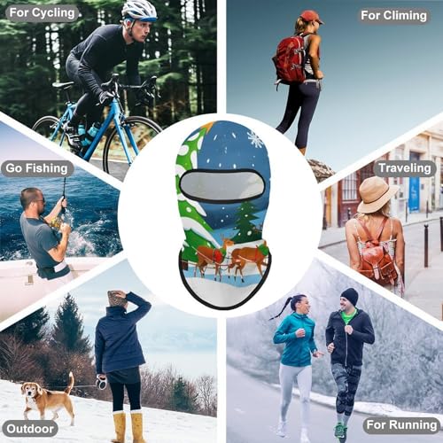 Balaclava para Hombre y Mujer Máscara de Esquí con Diseño de Reno de Santa Claus Cubierta de Cara Completa para Ciclismo miniatura 6