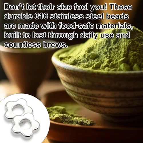 4pcs Matcha Sieve Flower-Shaped Accessories Fine Mesh Sieve Matcha Sifter 304 Stainless Steel for Tea Ceremony Kitchen Barista Smooth Clump-Free Powder by CYUXING - Used condition - Image 6