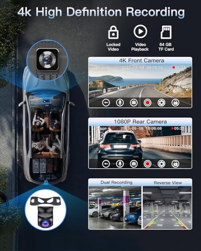 Image of Cason Upgraded Carplay /Car Android Auto Touch Screen 10-Inch with 4K Dash Cam &1080p Rear Camera,Infotainment System IPS LED Display Screen with Voice Control,BT for All Vehicles