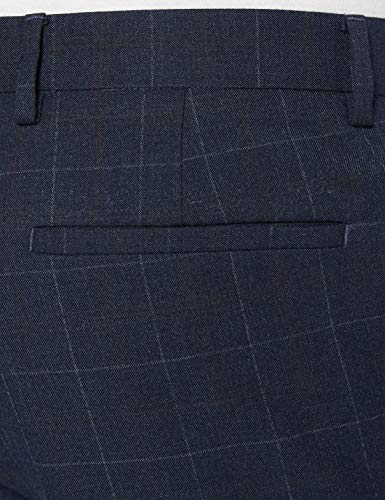 FIND Tapered Slim Check, Pantaloni Uomo, Blu