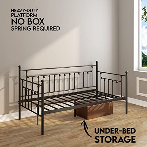 Victorian Black Metal Twin Daybed Without Trundle