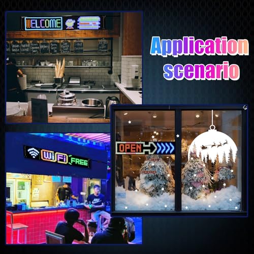Image of GOTUS Programmable LED Signs | Business Scrolling LED Sign for Indoor | Flexible LED Advertising Sign | Bluetooth APP | Custom Editor Animations /Text /Graffiti (36 inchx 8 inch)
