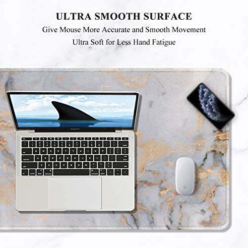 Image of Auhoahsil Large Gaming Mouse Pad, XXL 35.4 x 15.7 in Office Desk Mat, White