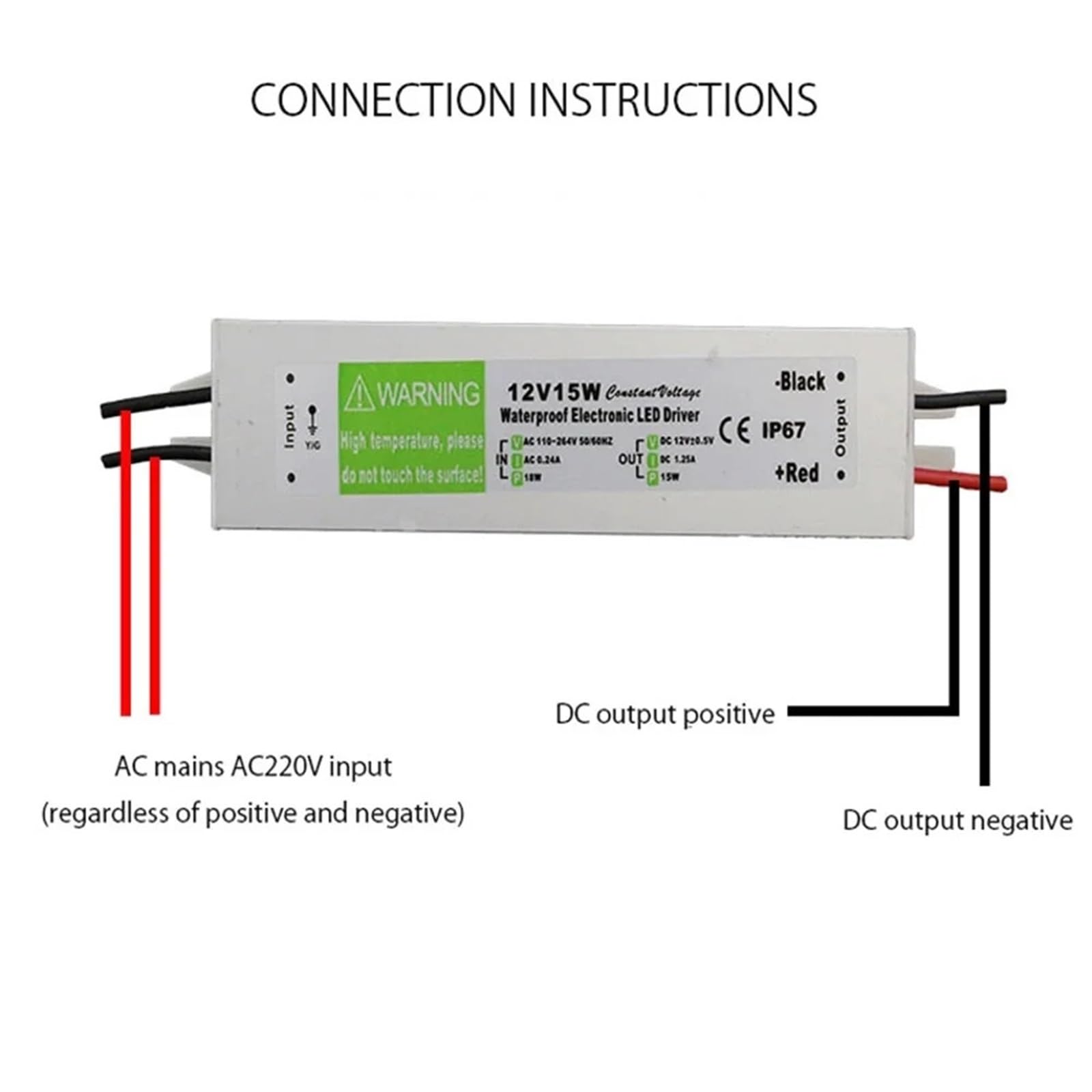 Transformador LED DC12V for iluminación de piscinas, iluminación exterior enterrada en césped, iluminación subacuática for plantas(12V 30W,DC24V)