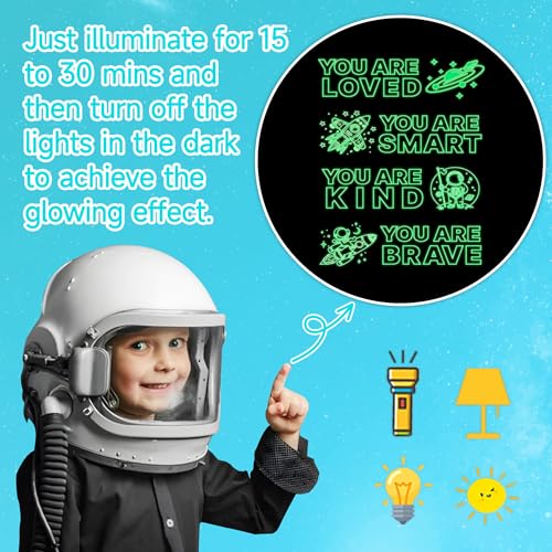 Vinilos de pared astronauta fosforescentes 4 piezas miniatura 4
