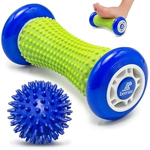 Beenax Foot Massage Roller and Hard Spiky Ball Set – Plantar Fasciitis Recovery, Muscle Roller Stick, Fascia, Feet, Trigger Point, Exercise – Relieve Stress and Relax Tight Muscles