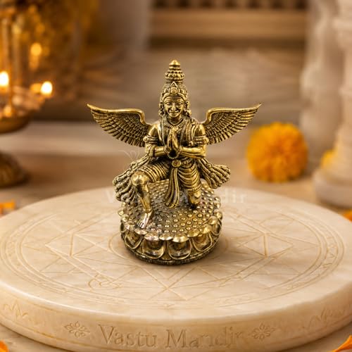 Image of Brass Garud Dev Idol, Vastu Remedy for Protection (4.5 Inch, 330 g)
