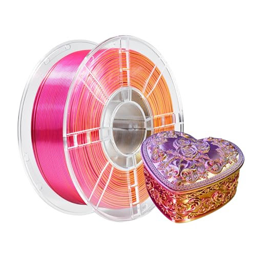 Image of iBOSS Silk Tri-Color Coextruded PLA Plus Filament, 3D Printer Filament Silk Red-Gold-Purple, Silk Magic Triple Color PLA+ Filament 1.75mm±0.02, 1kg /2.2lbs Spool, Fits for Most FDM 3D Printers