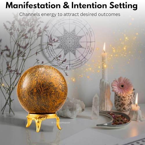 Image of Certified Mariyam Jasper Crystal Ball for Meditation - Premium Crystal Vastu Items for Home and Feng Shui Items for Good Luck - Ideal for Pooja Supplies and Spiritual Practices (2 inch Inch)