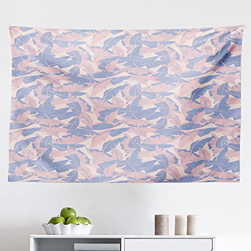 Ambesonne Tropical Tapestry, Date Palm Leaves Soft Pastel Tones Exotic Paradise Plants Illustration, Fabric Wall Hanging Decor for Bedroom Living Room Dorm, 45' X 30', Pale Pink Blue Cream