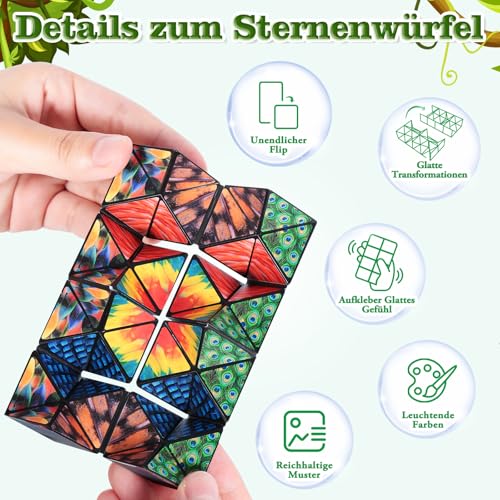 Sternenwürfel Zauberwürfel Set, Unendlichkeitswürfel Zappelspielzeug für Kinder, Tierspielzeug für 3 Jahre, Reise Puzzle-Würfel für 6 7 8 9 10 11 Jahre Alten Jungen Mädchen Geschenke (Tier-Thema)