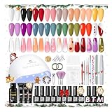 COSCELIA 40pcs Kit Semipermanente Unghie, 15 Colori Kit Unghie Gel Completo 3 Colori Gel Unghies Ricostruzione con Led Lampada Uv Unghies, Base Coat Top Coat Regali Per Donne Professionale Salone